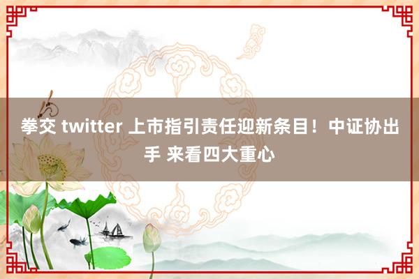 拳交 twitter 上市指引责任迎新条目！中证协出手 来看四大重心