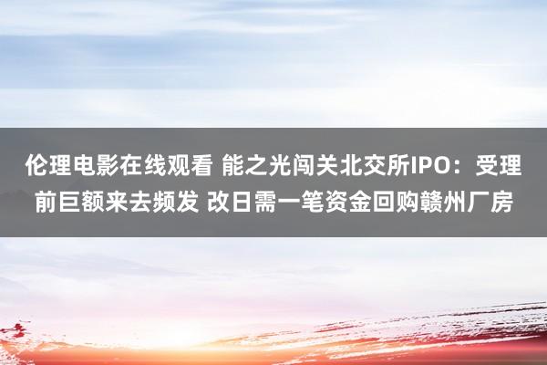 伦理电影在线观看 能之光闯关北交所IPO：受理前巨额来去频发 改日需一笔资金回购赣州厂房