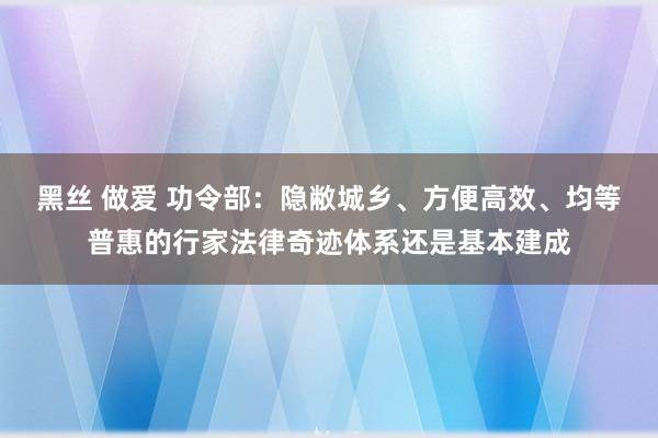 黑丝 做爱 功令部：隐敝城乡、方便高效、均等普惠的行家法律奇迹体系还是基本建成