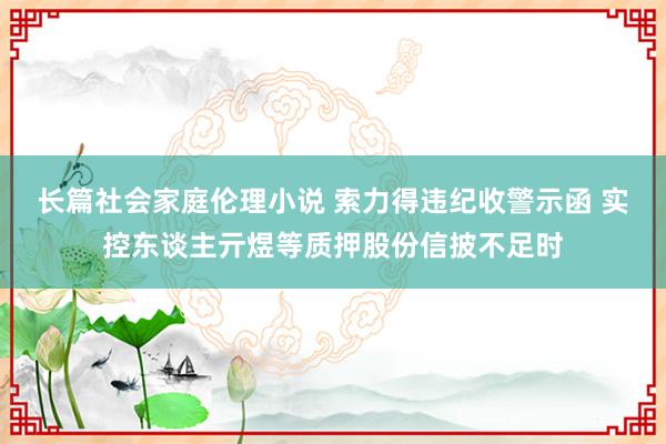 长篇社会家庭伦理小说 索力得违纪收警示函 实控东谈主亓煜等质押股份信披不足时