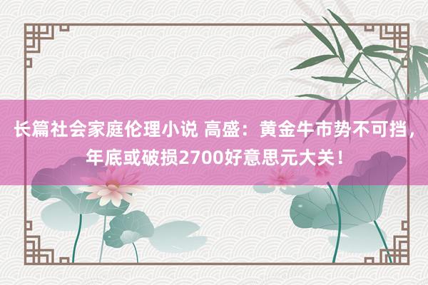 长篇社会家庭伦理小说 高盛：黄金牛市势不可挡，年底或破损2700好意思元大关！