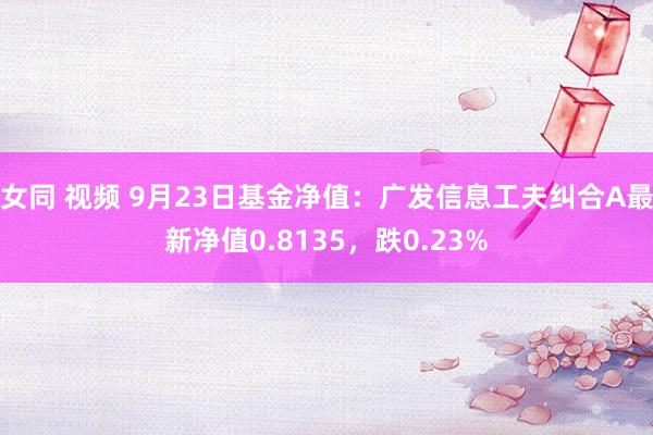 女同 视频 9月23日基金净值：广发信息工夫纠合A最新净值0.8135，跌0.23%