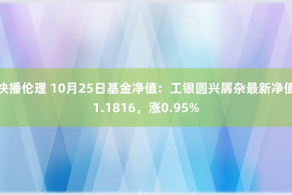 快播伦理 10月25日基金净值：工银圆兴羼杂最新净值1.1816，涨0.95%