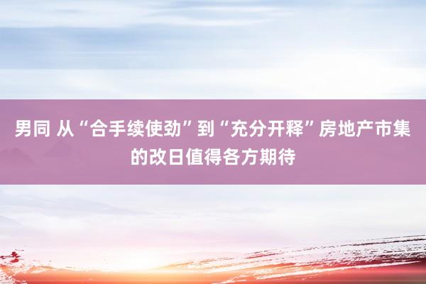 男同 从“合手续使劲”到“充分开释”房地产市集的改日值得各方期待