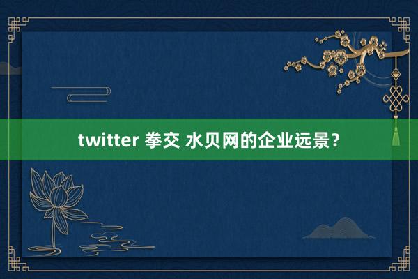 twitter 拳交 水贝网的企业远景？