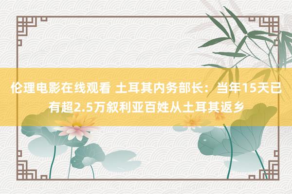 伦理电影在线观看 土耳其内务部长：当年15天已有超2.5万叙利亚百姓从土耳其返乡