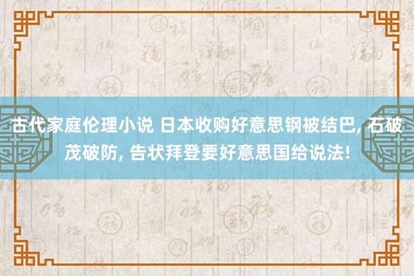 古代家庭伦理小说 日本收购好意思钢被结巴， 石破茂破防， 告状拜登要好意思国给说法!