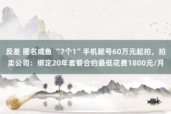 反差 匿名咸鱼 “7个1”手机靓号60万元起拍，拍卖公司：绑定20年套餐合约最低花费1800元/月